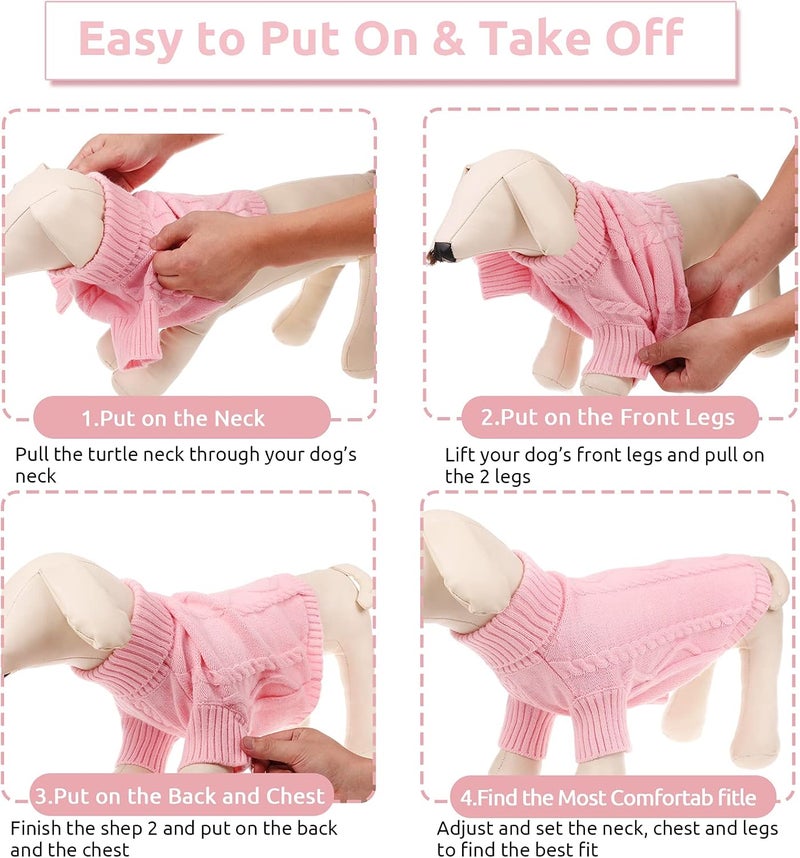 Queenmore XXL Dog Sweaters,Large Dog Sweater for Pitbull Doberman,Warm Turtleneck Knitted Big Pet Sweater for Male Femal Dogs,Extra Large Size Doggy Winter Clothes (Pink,2XL) - Image 5